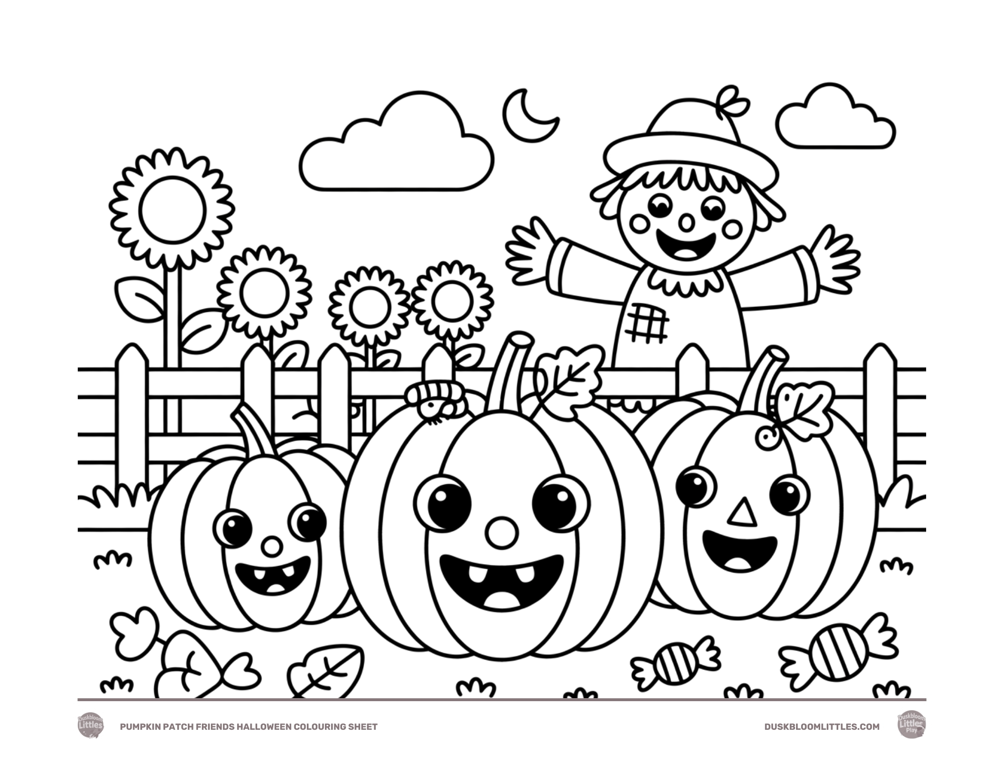 Pumpkin Patch Friends Halloween Colouring Sheet